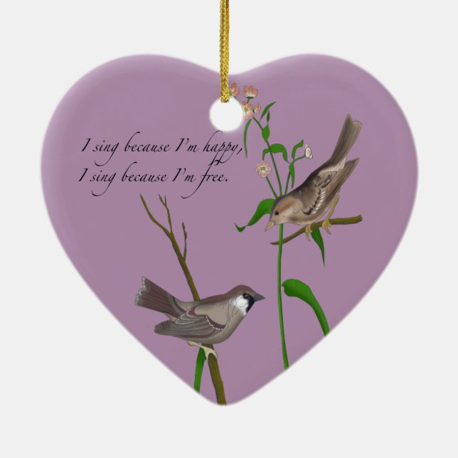 Eye on the Sparrow Ceramic Tree Decoration (Back)