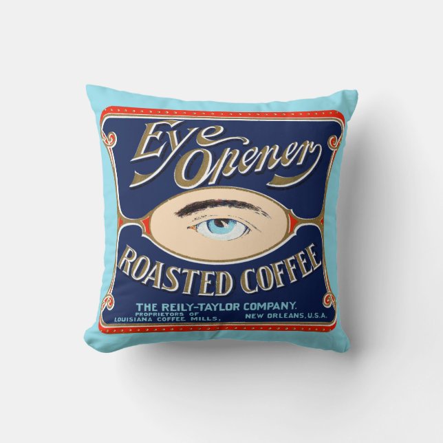 Eye Opener Roasted Coffee Throw Pillow (Front)