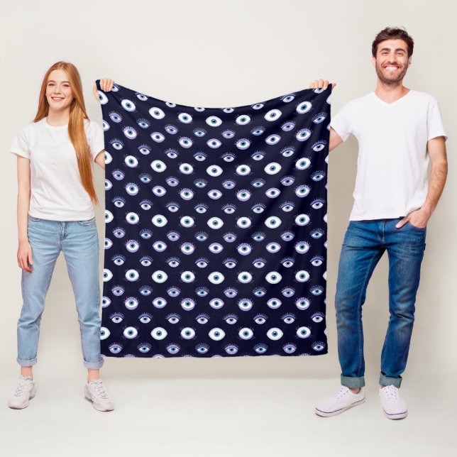 Eye Pattern Design With Abstract Repeated Bold Blu Fleece Blanket (In Situ)