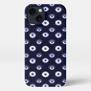 Eye Pattern Design With Abstract Repeated Bold Blu iPhone 13 Case
