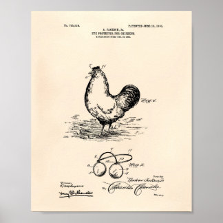 Eye Protector Chickens 1903 Patent Art Old Peper Poster