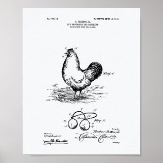 Eye Protector Chickens 1903 Patent Art White Paper Poster