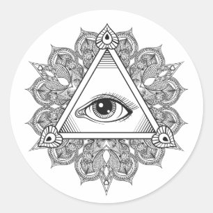 Eye Pyramid Symbol Doodle Classic Round Sticker