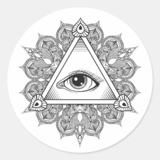 Eye Pyramid Symbol Doodle Classic Round Sticker
