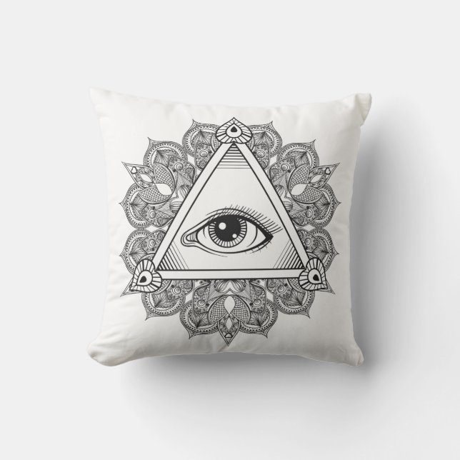 Eye Pyramid Symbol Doodle Cushion (Front)