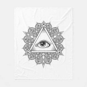 Eye Pyramid Symbol Doodle Fleece Blanket