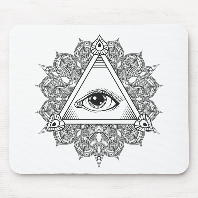 Eye Pyramid Symbol Doodle Mouse Pad (Front)