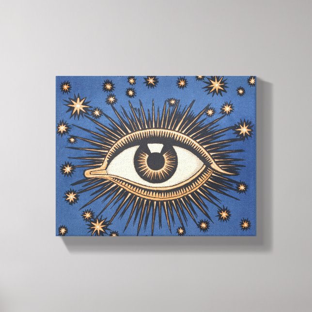 Eye Stars Moon Celestial Nouveau Canvas Print (Front)