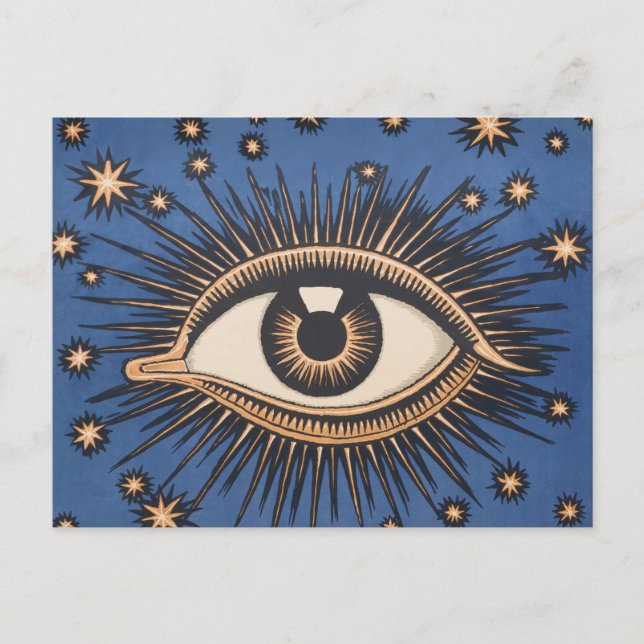 Eye Stars Moon Celestial Nouveau Postcard (Front)