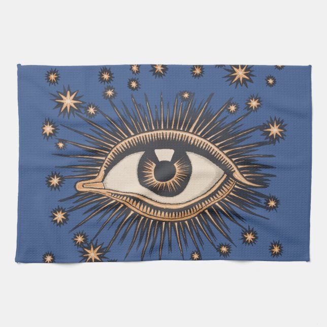 Eye Stars Moon Celestial Nouveau Tea Towel (Horizontal)