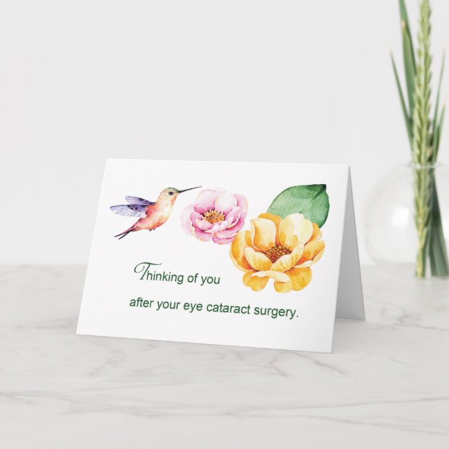 Eye Surgery Cataract Thinking of You Flowers Card (Front)