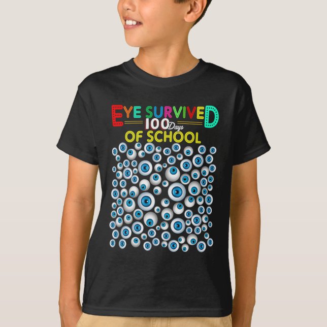 Eye Survived 100 Days Of School Teacher Kids Stude T-Shirt (Front)