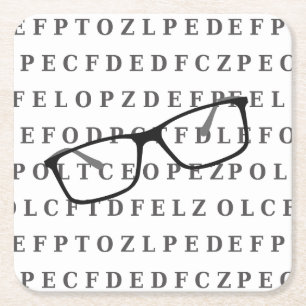 Eye Test Chart and Specs Fun Optician Square Paper Coaster