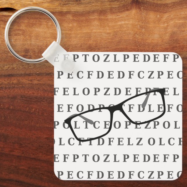 Eye Test Chart and Specs Monogram Optician Key Ring (Front)