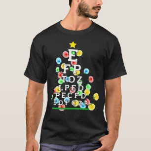 Eye Test Chart Christmas Tree Lights Optometrist E T-Shirt