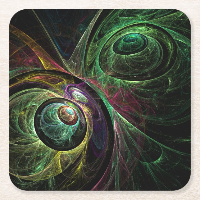Eye to Eye Abstract Art Square Paper Coaster (Front)