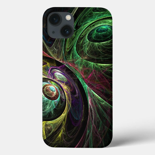 Eye to Eye Modern Fractal Green Gold Abstract Art  Case-Mate iPhone Case (Back)