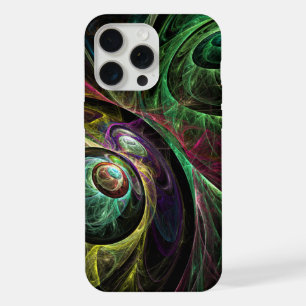 Eye to Eye Modern Fractal Green Gold Abstract Art iPhone 15 Pro Max Case