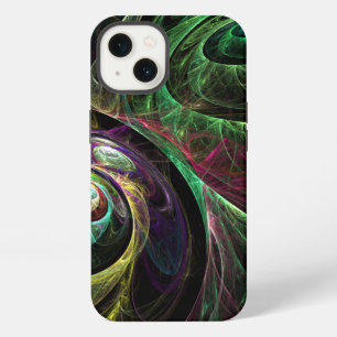 Eye to Eye Modern Fractal Green Gold Abstract Art iPhone 13 Case