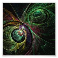 Eye to Eye Modern Fractal Green Gold Abstract Art 