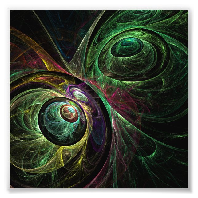 Eye to Eye Modern Fractal Green Gold Abstract Art  Photo Print (Front)