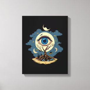 Eye Tree Moon Art Canvas Print