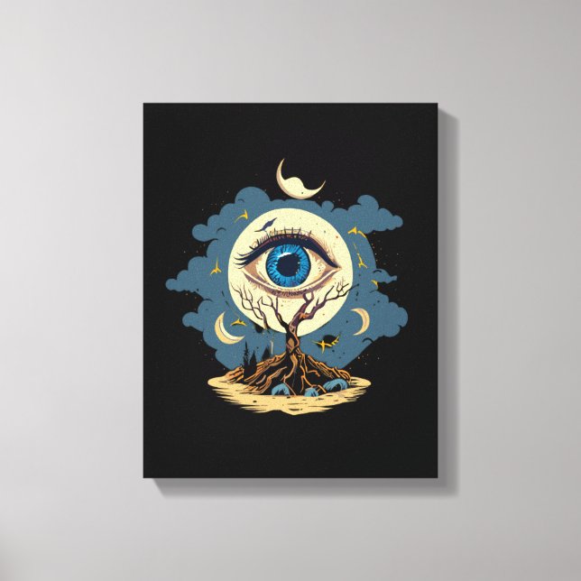 Eye Tree Moon Art Canvas Print (Front)