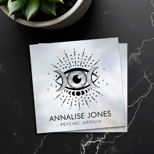 Eye - Triple Moon - Black and Pearl Square Business Card