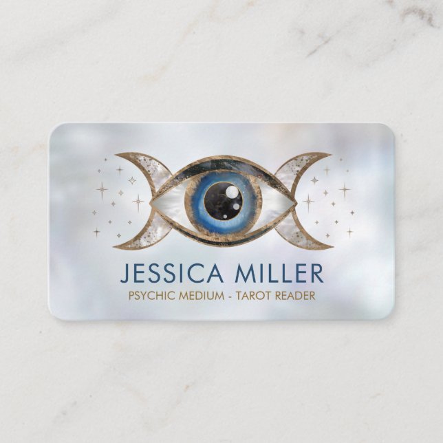Eye - Triple Moon - Gemstone and gold  Business Card (Front)