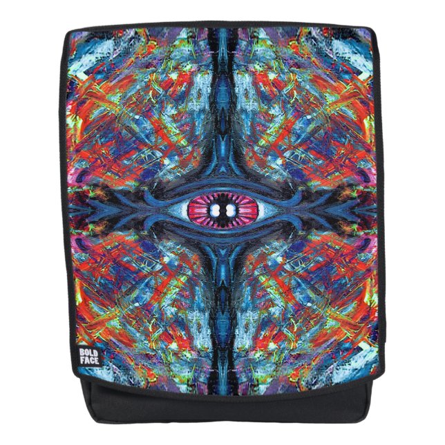 Eye Twisted and Trippy Painting blue Backpack (Front)