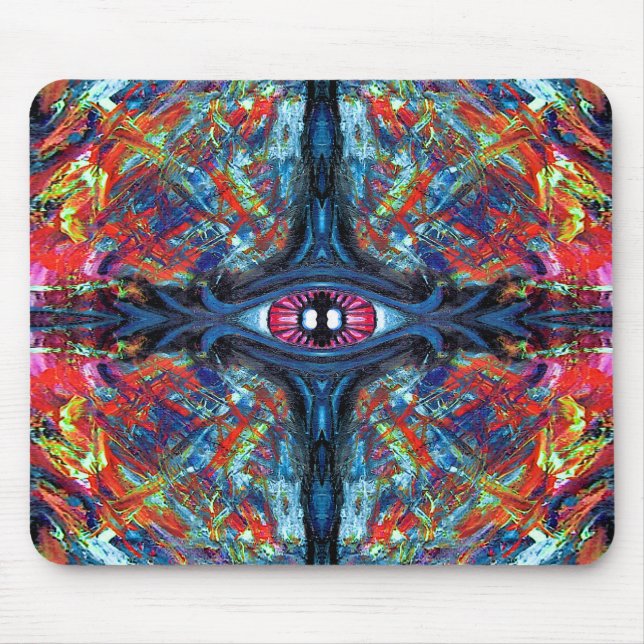 Eye Twisted and Trippy Painting blue Mouse Pad (Front)