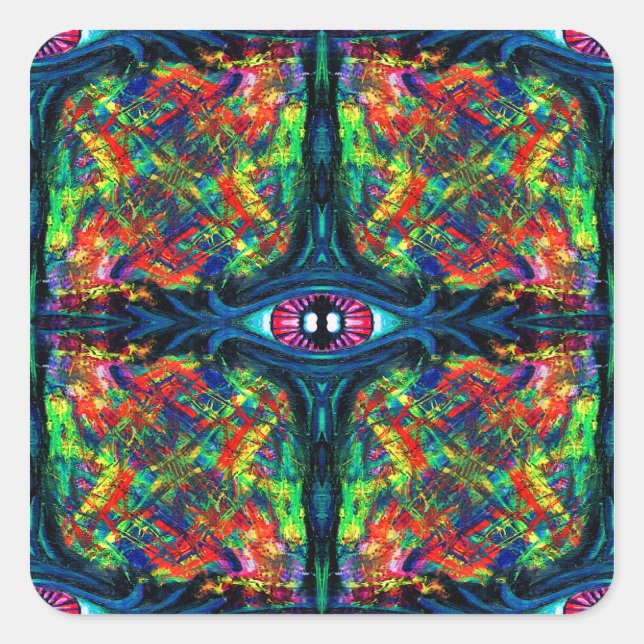 Eye Twisted and Trippy Painting Square Sticker (Front)