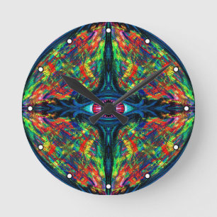 Eye Twisted and Trippy Painting with Dots Round Clock