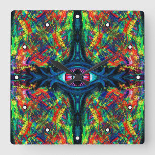 Eye Twisted and Trippy Painting with Dots Square Wall Clock