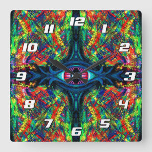 Eye Twisted and Trippy Painting with Numbers Square Wall Clock