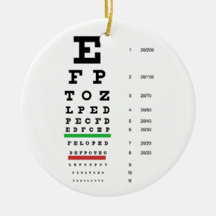 eye vision chart of Snellen for opthalmologist Ceramic Tree Decoration