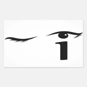 Eye winking with letter i forming the eyeball rectangular sticker