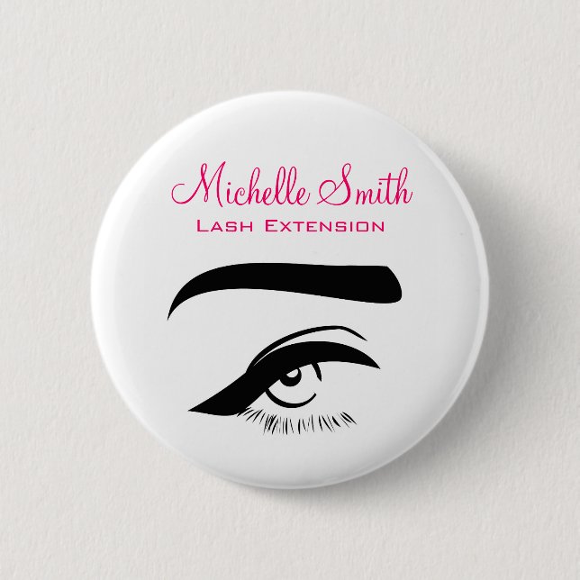 Eye with eyeliner lash extension branding 6 cm round badge (Front)