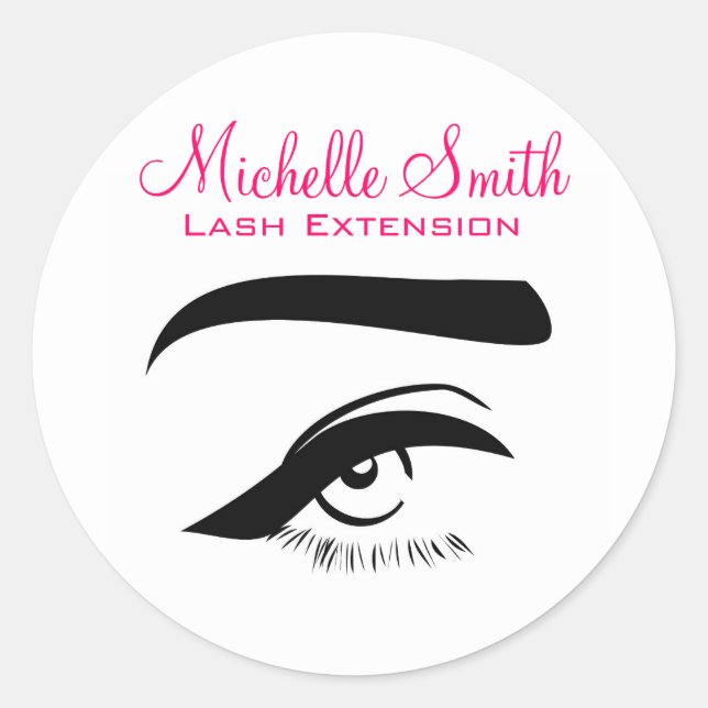 Eye with eyeliner lash extension branding classic round sticker (Front)