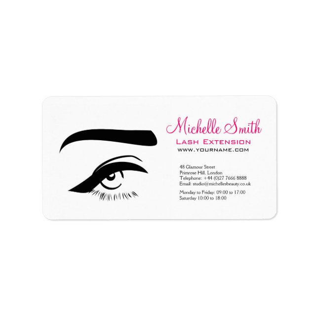 Eye with eyeliner lash extension branding label (Front)