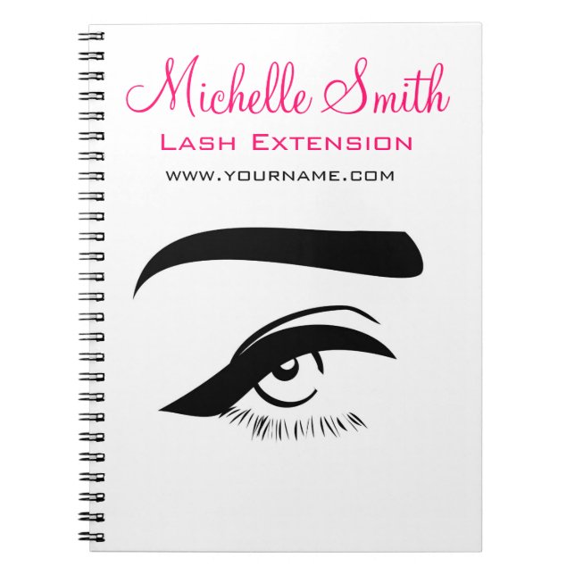 Eye with eyeliner lash extension branding spiral notebook (Front)