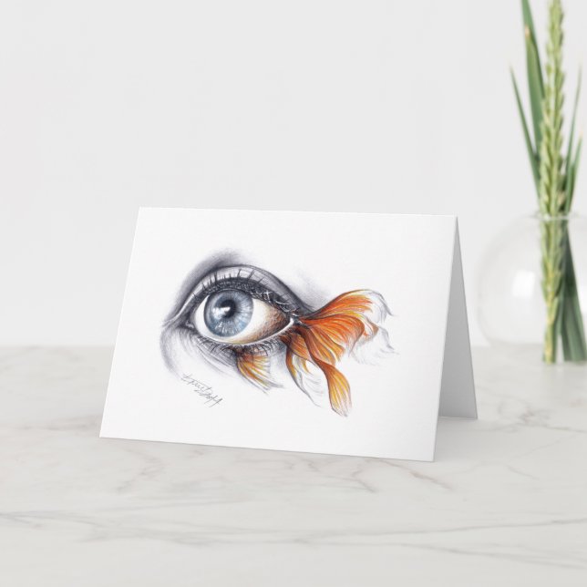 Eye with fish tail Surreal art Greeting card (Front)