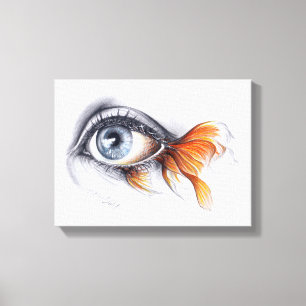 Eye with fish tail Surreal drawing art Canvas Print