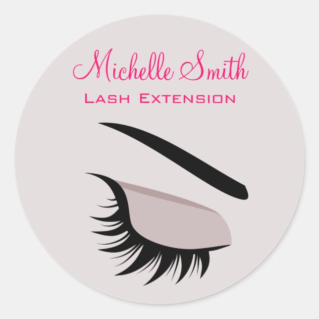 Eye with long lashes lash extension branding classic round sticker (Front)