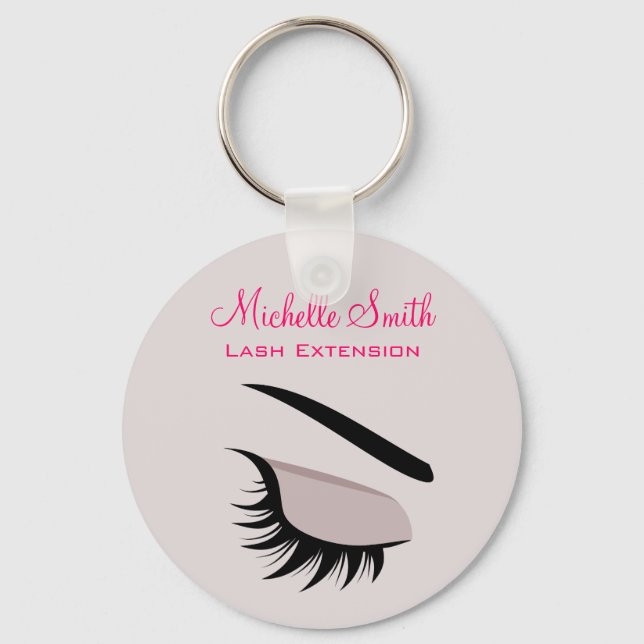 Eye with long lashes lash extension branding key ring (Front)
