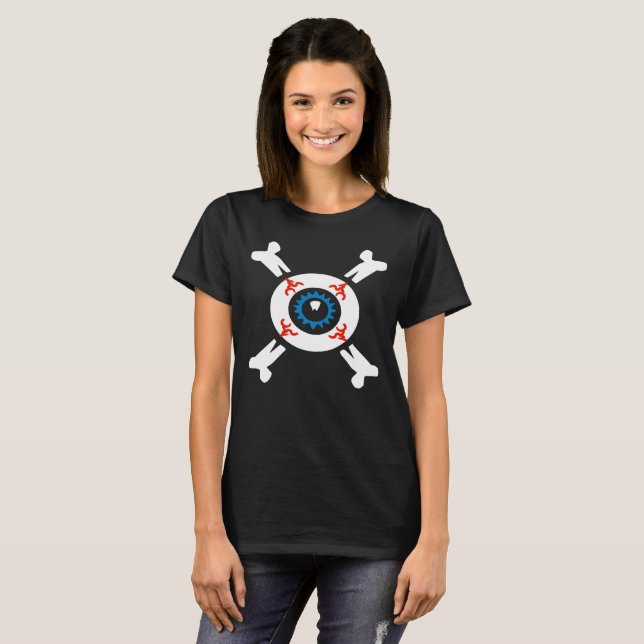 Eyeball-and-Crossbones for dark shirts (blue) (Front Full)
