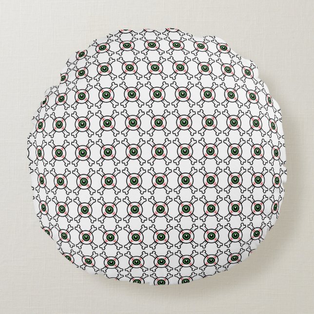 Eyeball and Crossbones (light backgrounds)  Cushio Round Cushion (Front)