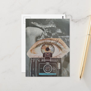 Eyeball and Snake Retro Camera surreal collage art Postcard