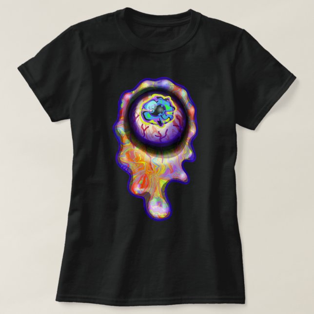 Eyeball Crying Rainbow Tears Graffiti Paint Drip   T-Shirt (Design Front)