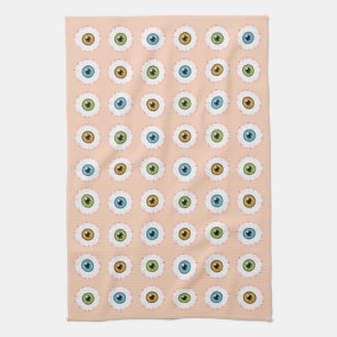 Eyeball Pattern Creepy Bloodshot Halloween Eyes Tea Towel